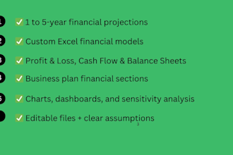 build a startup financial model, projections, business forecast and budget plan
