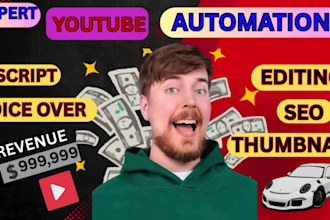 do faceless, cashcow youtube automation with script, voiceover, SEO and editing