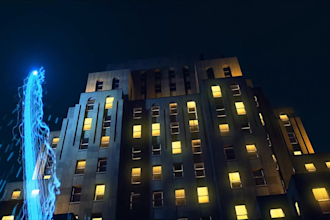 epic skyscrapers logo reveal animation