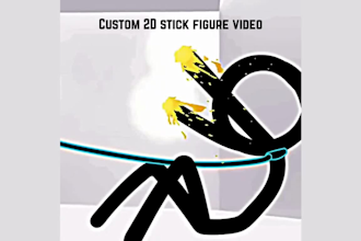 create custom 2d stickman animation stick figure cartoon explainer video nft art