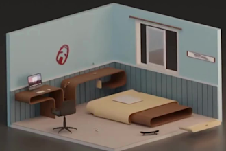 3d isometric room animation explainer video site map game asset 3d living room