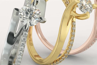 design different jewelry pieces, rings, pendant, bangles with spinning videos