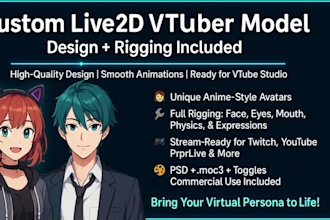 design and rig live 2d vtuber model 2dvtuber model vtuber commission 2d anime