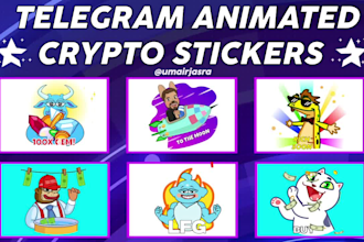 create animated telegram stickers pack for your crypto project