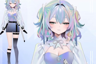 draw and rig 2d vtuber model, live2d model, vtuber model, 2d amine character