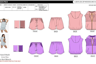 fashion cad illustration flats technical drawing