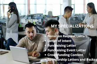 write a donation letter, fundraising letter,letter of intent
