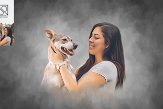 do realistic digital oil painting for pet lover