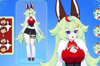 draw character 2d v tuber model live 2d rigging v tuber design for vtube studio