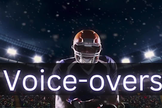 record a energetic sports announcer voiceover