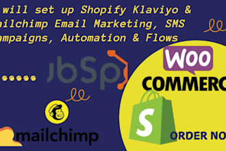 set up shopify klaviyo mailchimp email marketing automation, campaign and flows