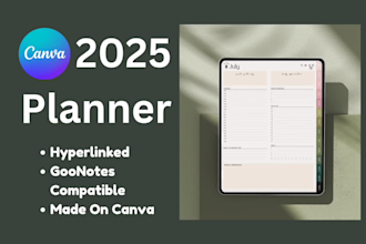 design trendy digital planners for goodnotes, hyperlinked, customizable in canva
