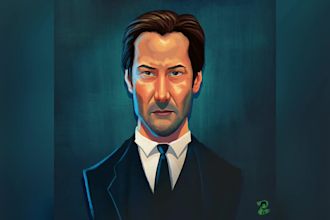 draw artistic, colorful portrait for you