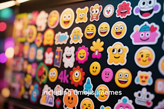 design cute animals emoticon, stickers, character, chibi