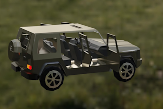 create 3d low poly vehicle model for games
