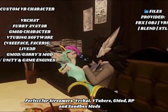 do 3d realistic, cartoon, anime vtuber, vrchat, furry avatar, gmod avatar, vrm