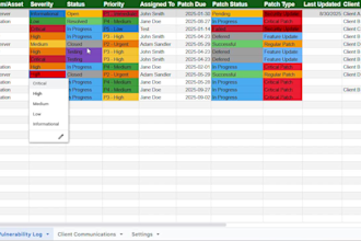 provide a structured vulnerability tracker template for audits and compliance