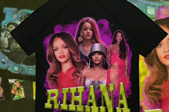 make cool vintage style bootleg  t shirt design 90s