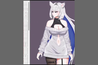 draw original character anime vtuber character live 2d model rigging for vtuber