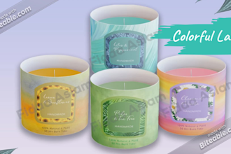 design candle labels, packaging, and candle logo
