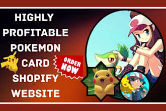 design pokeman website trading card board game card tcg  shopify store website