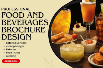 design brochure for catering,bakeries,beverages store,foodtrucks,resturant cafe