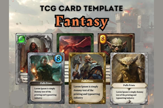 create you a custom tcg card template, playing card, card games in any style