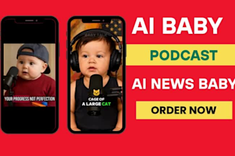 create ai baby podcast, ai new baby video, funny baby podcast and ai video reels