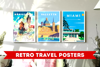 make a retro vintage travel poster