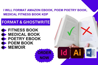 format, design amazon ebook poem poetry book medical memoir fitness book KDP