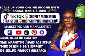 setup tiktok shop, stan store dropshipping marketing and shopify marketing