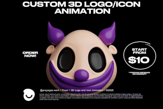 do customize 3d logo or icon and make 3d animation