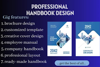 design company profile, employee handbook, brochure, booklet, layout and report