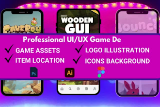 create professional game UI UX design, stunning hud, menus, icons for your game