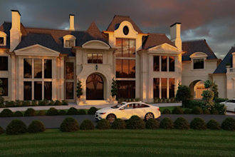 design a modern house with 3d rendering and floor plans