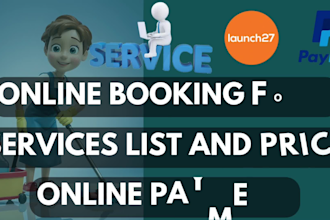build laundry, car wash, office cleaning booking website