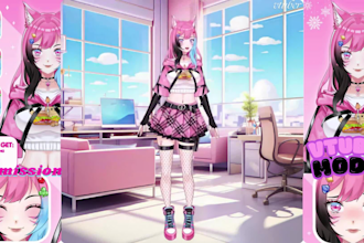 draw pngtuber model for anime vtuber avatar character, rig live2d vseeface