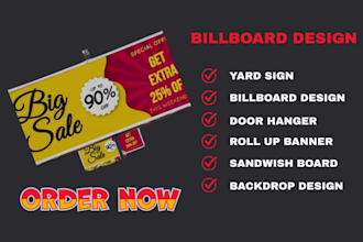 design large banner, hoarding, etsy cover, sandwich board feather flag for sale