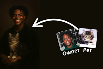 crate a custom royal portrait of you and your pet