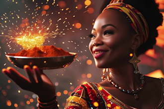 create a mind blowing ai african folktales video, thumbnail and tags for youtube