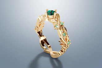 engagement ring with an intricate floral inspired structure