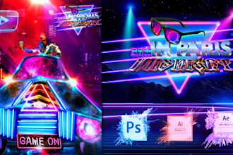 do retro synthwave pop neo sci fi cyberpunk arts and logo