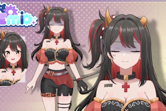 draw cute live2d character, live2d rigging, 2d vtuber model, anime model