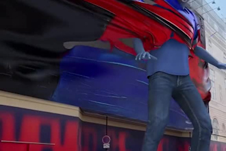 stunning 3d billboard animation, 3d anamorphic animation, led screen, outdoor