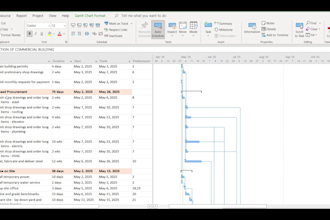 prepare construction schedule using  microsoft project