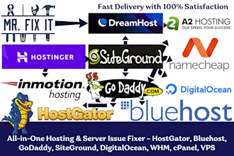 fix any issue of hostgator bluehost namecheap digitalocean siteground cpanel vps