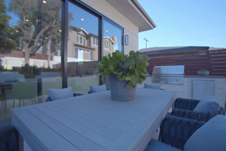 design frontyard, backyard landscape design, fireplace, patio and swimming pool