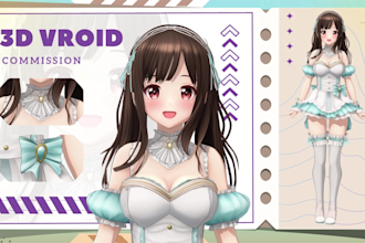create 3d character models, VR chat avatar, VR character and vroid