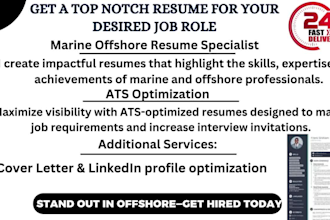 write resume for naval architecture, rov pilots, marine and offshore experts