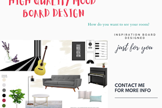 create interior design mood board for any style and space